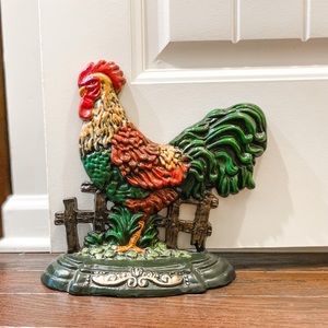 LN Vintage Rooster Cast Iron metal Doorstop Rustic Primitive Farmhouse Decor